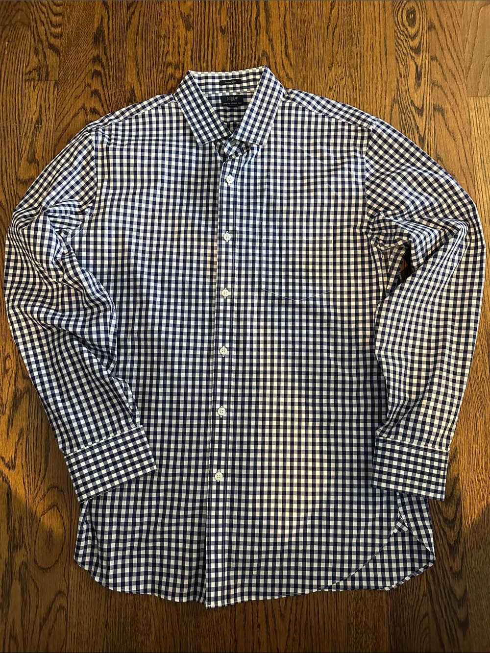 J. Crew Thompson Navy and White Gingham Dress Shirt